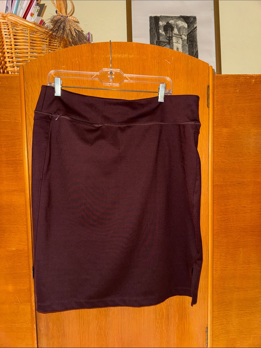 Duluth Trading Co Plum Stretch Pencil Skirt